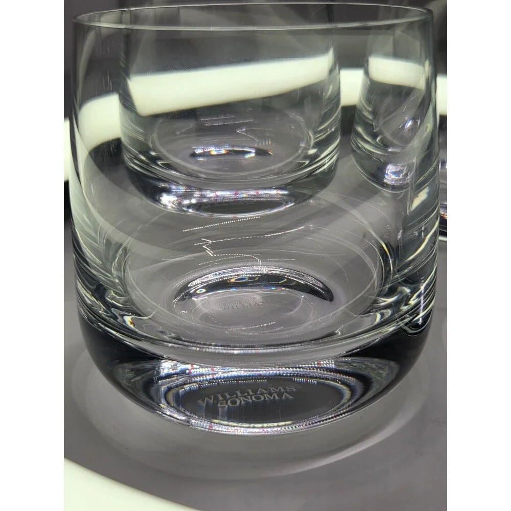 Set of 4 Williams Sonoma Double Old Fashioned Lowball Tumbler Crystal Glasses